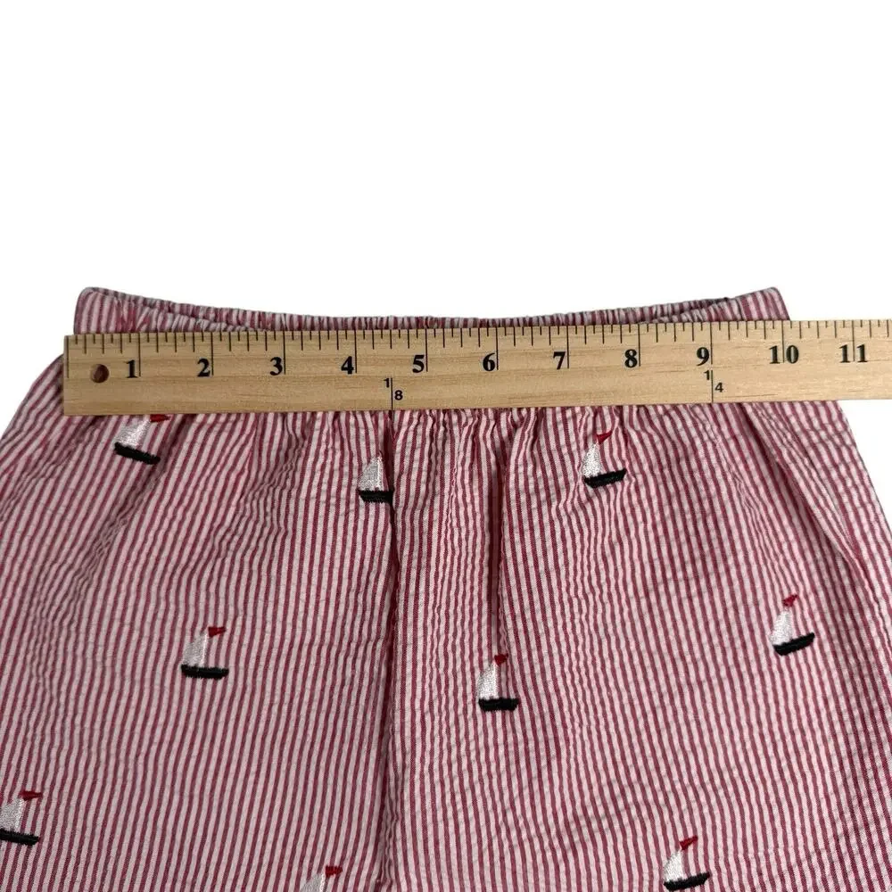 Kelly’s Kids Sailboat Seersucker Ruffle Hem Shorts Girls Size 6-7 EUC